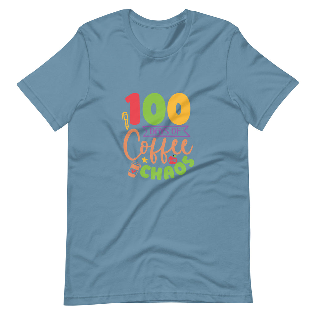 100 Days of School Teacher Shirt Coffee and Chaos