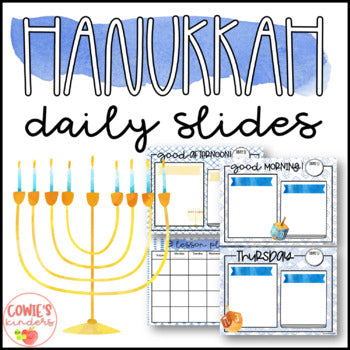 Hanukkah Watercolor Digital Daily Slides & Lesson Planning Grids