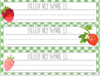 Watercolor Strawberry Name Plates | Editable!